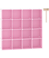 Cahome Cube Storage Organizer, 16-Cube Shelves Units, Closet Cabinet, Diy Plastic Modular Book Shelf, Ideal For Bedroom, Living Room, Office, 484 L X 124 W X 484 H Pink Upcs16P