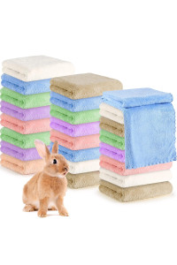 24 Pcs Guinea Pig Blankets Bunk Pet Microfiber Coral Fleece Cage Liners Absorbent Guinea Pig Bedding Soft Accessories Small Animal Bedding Mat Bathe Towels For Puppy Cat (138 X 295 Inches)