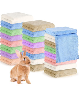 24 Pcs Guinea Pig Blankets Bunk Pet Microfiber Coral Fleece Cage Liners Absorbent Guinea Pig Bedding Soft Accessories Small Animal Bedding Mat Bathe Towels For Puppy Cat (138 X 295 Inches)