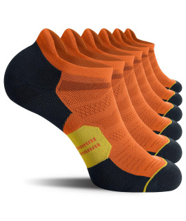 Celersport 6 Pack Running Ankle Socks For Men And Women With Cushion, Low Cut Athletic Tab Socks, Orange, Medium