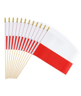 Ckexin 25Pack Small Poland Flag Mini Polish Handheld Stick Flags 5X8 Inch