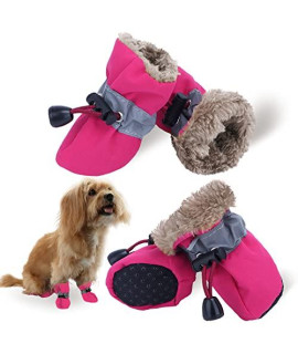 Luzgat Dog Snow Boots, Dog Shoes For Winter, Dog Winter Boots For Small Medium Dogs Puppies, Dog Boots Paw Protectors With Anti-Slip Sole And Plush, Pack Of 4