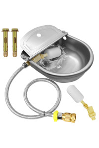 Fully Automatic Animal Drinking Bowl (with Float Valve), 304 Stainless Steel Water Bowl Kit Includes Water Bowl, 2 Float Valves, 31.5" Water Tube, Quick Coupling Adapter and Countersunk Head Bolts