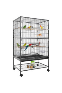 BestPet 53-Inch Wrought Iron Large Flight King Bird Cage for Parakeets,Large Parrot Parakeet Cage Birdcages with Rolling Stand for African Grey Parrot Cockatiel Sun Parakeet Conure Lovebird Canary