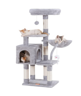 Heybly Cat Tree With Toy Cat Tower Condo For Indoor Cats Cat House With Padded Plush Perch Cozy Hammock And Sisal Scratching Posts Light Gray Hct004Sw