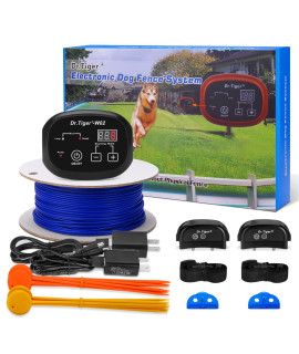 Drtiger Electric Fence For Dogs - Underground Fence For Dogs, With Waterproof And Rechargable Receivers, Toneshock Correction Training Collar (In-Ground 2 Dog Fence Kit)