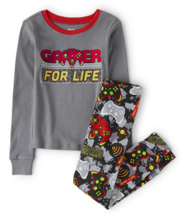 The Childrens Place Boys Long Sleeve Top And Pants Snug Fit 100 Cotton 2 Piece Pajama Sets, Gamer, 7