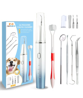 Ninibabie Dog Tooth Brushing Kit,Plaque And Tartar Remover For Teeth,Pet Ultrasonic Teeth Cleaning Kit, 100%-Proven Safe With Led 4-Adjustable Modes,Dog Toothbrush,Dental Care For Dog And Cat