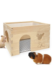 Chngeary Guinea Pig Hideout Guinea Pig House With Observation Skylight And Mesh Bed Convenient For Cleaning, Used As Guinea Pig Tunnel And Bed For Dwarf Rabbits, Chinchillas, Bunny, All Hamsters