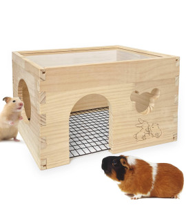 Chngeary Guinea Pig Hideout Guinea Pig House With Observation Skylight And Mesh Bed Convenient For Cleaning, Used As Guinea Pig Tunnel And Bed For Dwarf Rabbits, Chinchillas, Bunny, All Hamsters