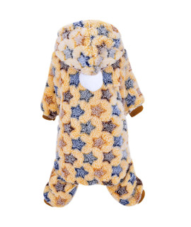 Dog Pajamas For Small Dogs, Fleece Dog Sweater Pajamas, Winter Warm Puppy Clothes, Pet Clothes Onesies Outfit, Star Pattern Dog Pjs (Xx-Small)