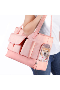 Johomviin Dog Carrier, Cat Carrier, Pet Carrier, Foldable Waterproof Premium Pu Leather Oxford Cloth Dog Purse, Portable Tote Bag Carrier For Small To Medium Cats And Small Dogs (Pink)