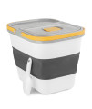 Collapsible Dog Food Storage Container, 35 Lb Pet Cat Pantry Plastic Large Containers Bin with Wheels Airtight Lids Locking Bowl, Yellow