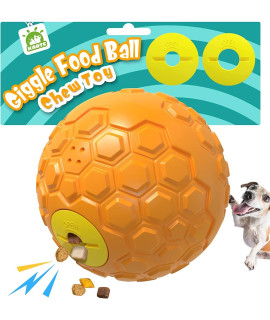 KADTC Dog Puzzles Balls-Adjustable Food Dispensing Treat Dispenser Feeding Puzzle Feeder Toy Wobble Wag Talking Giggle Squeaky Puppy Chew Rubber Ball for Small/Medium/Large Aggressive Chewers Dogs DF