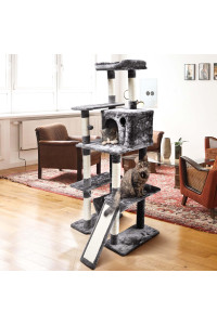 Cat Craft 7 Level Plush Sisal Cat Activity Tree Habitat: Condo, Ramp, Bed, Hammock, Hangout Posts Hanging Rope Cat Toy, Gray, Large