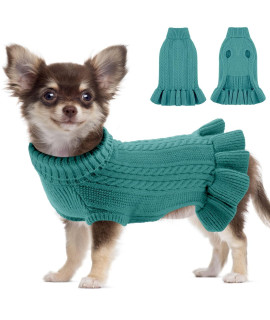 Alagirls Thick Breathable Extra Large Dog Sweater,Turtleneck Winter Warm Girl Dog Dress,Nice Christmas Holiday Pet Outfits Apparel,Peacockgreen Xxl