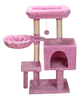 Fish&Nap Us09Fe Cute Cat Tree Kitten Cat Tower For Indoor Cat Condo Sisal Scratching Posts With Jump Platform Cat Furniture Activity Center Play House Pink