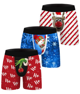 Angel Citiz Mens 3 Pack Boxer Briefs Comfy Breathable Boxer Shorts Novelty Briefs Underpants Wide Waistband Underwear For Men 3P02-M