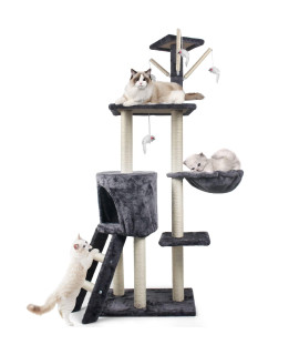 54 inch Cat Tree for Indoor Cats,Cat Tree Tower with Scratching Post, Cat Trees and Towers for Large Cats with Plush Perch, Multi-Level Cat Tree Cat Tower for Indoor Cats,Cat Tree House with Hammock