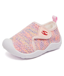 Gubarun Toddler Boys Girls Winter Sneakers Warm Anti Slip Kids Lightweight Athletic Sport Shoes(R-Pink Little Kid 105)