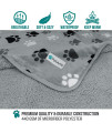 PetAmi Waterproof Dog Blanket Sherpa Fleece, Waterproof Pet Blanket for Medium Large Dogs, Reversible Cat Throw Bed Couch Sofa Furniture Protector, Soft Plush Microfiber (Large 40x60, Paw Print Gray)