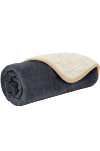 PetAmi Waterproof Dog Blanket Sherpa Fleece, Waterproof Pet Blanket Small Medium Dogs, Reversible Large Cat Throw Bed Couch Sofa Furniture Protector, Soft Plush Microfiber (Small 24x32, Gray/Beige)