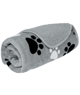 PetAmi Waterproof Dog Blanket Sherpa Fleece, Waterproof Pet Blanket Small Medium Dog, Reversible Large Cat Throw Bed Couch Sofa Furniture Protector Soft Plush Microfiber (Medium 29x40, Paw Print Gray)
