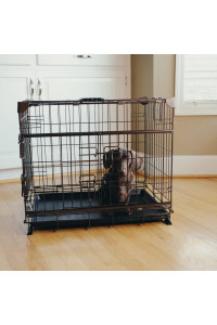 Lucky Dog Dwell Series Sliding Door Dog Crate | 30" | Bronze Finish | 2nd Side Door Access | Patented Corner Stabilizers | Removable Tray | Rubber Feet | Carrying Handle