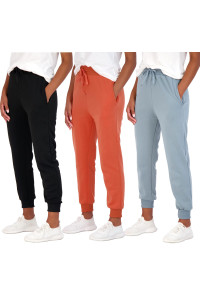 3 Pack: Womenas Plus Size Just My Fleece Jogger Running Bottoms Comfortable French Terry Running Sports Soft Yoga Pajama Lounge Active Essentials Ladies Warm Sweat Pants Casual Athletic - Set 10, 1X
