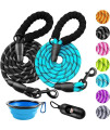 Zovjcy 2 Pack 256 Ft Dog Leash With Comfortable Padded Handle Reflective Dog Leashes For Medium Large Dogs With Collapsible Pet Bowl And Garbage Bagsa (Black+Blue, 12 X 5 Ft)A