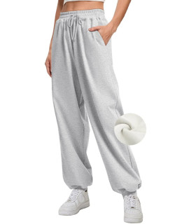Automet Jogger Sweatpants Outfits Girls Baggy High Waist Jogger Wide Leg Pants With Pockets Y2K Loungewear Aesthetic Clothes Grey