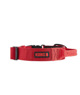 KONG Ultra Durable Padded Comfort Handle Dog Collar (Medium, Red)