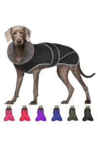 Dogcheer Dog Winter Jacket, Fleece Collar Dog Coat Puppy Cold Weather Clothes with Thick Padded, Reflective Dog Sweater Waterproof Windproof Pet Warm Vest for Small Medium Large Dogs
