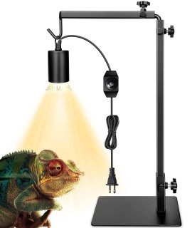 Reptile Heat Lamp with Adjustable Lamp Stand for Reptile, Turtle Heat Lamp Basking Light Bulb with Metal Light Stand for Terrarium and Tank, Heating Lamp Holder with Small Heat Lamp and Dimmer Switch