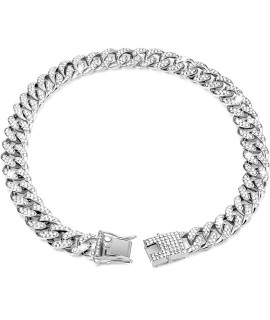 Tallew Dog Chain Diamond Cuban Collar Walking Metal Chain Collar with Design Secure Buckle, Pet Cuban Collar Jewelry Accessories for Small Medium Large Dogs Cats (Silver, 22 Inch)