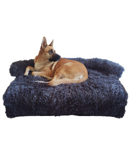 SHEGLORE Plush Cozy, Luxurious, Calming, Comfortable and Washable Dog Bed (Large, Dark Grey)