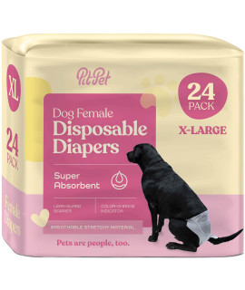 Super Absorbent Female Dog Diapers - 50-Pack Comfortable Disposable Doggie Diapers - FlashDry Gel Technology & Wetness Indicator - Leakproof Diapers for Dogs in Heat, Excitable Urination, Incontinence