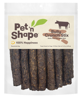 Pet N Shape Bully Crunch Sticks 15 Count - Dog Chews - No Artificial Flavors Colors Or Preservatives - Protein Rich Alternative To Rawhide