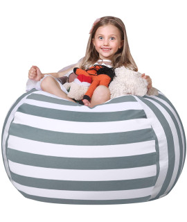 Wekapo Stuffed Animal Storage Bean Bag Chair Cover For Kids Stuffable Zipper Beanbag For Organizing Children Plush Toys Large Premium Cotton Canvas