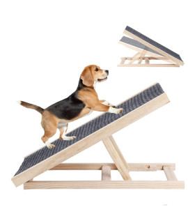 Adjustable Dog Ramp, Folding Portable Wooden Pet Ramp for Dogs and Cats, 27.5" Long Adjustable from 11.8