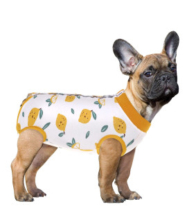 Sawmong Recovery Suit For Dog, Dog Recovery Shirt For Abdominal Wounds, Pet Surgery Surgical Recovery Snugly Suit, Prevent Licking Dog Bodysuit, Substitute E-Collar Cone(S,Lemon Yellow)