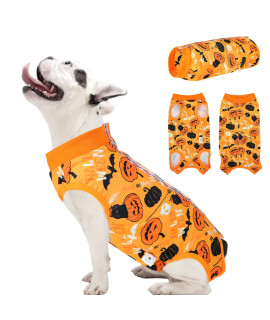 Asenku Dog Onesie Pet Pajamas For Halloween, Dogs Recovery Suit For Dogs Cats After Surgery, Dog Pajamas Halloween Outifit Bodysuit For Small Medium Large Dog Cat Costume (Halloween, S