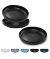 Ceramic Cat Bowls,Shallow Cat Dishes For Food And Water, 61 Inch Matte Finish Wide Cat Food Bowl,Whisker Fatigue Free Pet Puppy Kitten Bowl Set Of 3,Dishwasher Safe Black