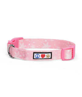 Pawtitas Soft Adjustable Puppy Collar Leash Harness Sold Separately Personalized Customizable Dog Collar Embroidered Customize Pet Name Phone Number Christmas Dog Collar Medium Pink Snowflakes