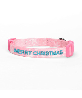 Pawtitas Soft Adjustable Puppy Collar Leash Harness Sold Separately Personalized Customizable Dog Collar Embroidered Customize Pet Name Phone Number Christmas Dog Collar Extra Small Pink Snowflakes