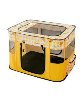 Portable Pet Play Pens, Dog and Cat Playpen Foldable, Dog Tent Puppy Playground for Puppy Indoor/Outdoor (M, Yellow)