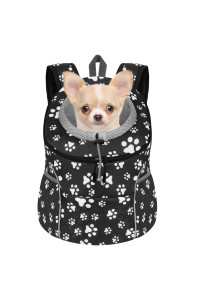 YESLAU Pet Dog Carrier Backpack with Breathable Puppy Dog Carrier Front Pack Small Medium Dogs Cats Rabbits for Travel Hiking Outdoor Paw Print L