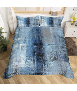 Erosebridal Blue And Grey Duvet Cover For Kids Boys Girls,Colorful Oil Painting Bedding Set Twin,Grunge Ombre Comforter Cover,Abstract Art Artwork Quilt Cover With 1 Pillowcase Ultra Soft