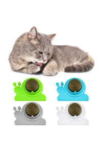 4Pcs Catnip Wall Toys, 360A Rotating Edible Cat Licking Balls, Healthy Catnip Wall Ball, Cat Chew Toy, Teeth Cleaning Cat Bite Toy, Cat Wall Decoration (Snail Shape)