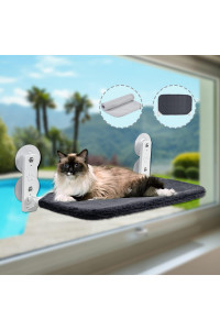 Cat Window Perche for Indoor Cats, Cat Hammock for Window with 4 Sturdy Suction Cups Foldable Cat Bed and Two Replaceable Covers, Which Can Bear 40 Pounds